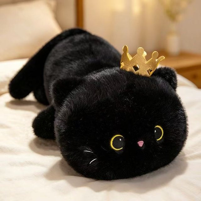 Benchuang Schwarz-Weiß-Krone Katze Figur, Kawaii Füllbares Plüschtier, Puppe, ab 14 Jahren - Bild 1