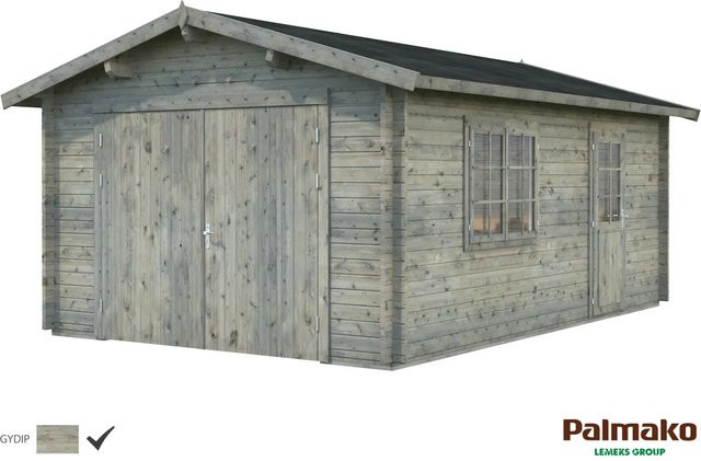 Palmako Holzgarage Roger aus Fichte mit Holztor in Grau, B/T: 360 x 550 cm - Bild 1