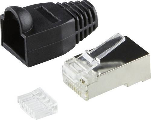 LogiLink MP0022 RJ45-Steckverbinder CAT 6 geschirmt 8P8C Schwarz 100 Stück - Bild 1