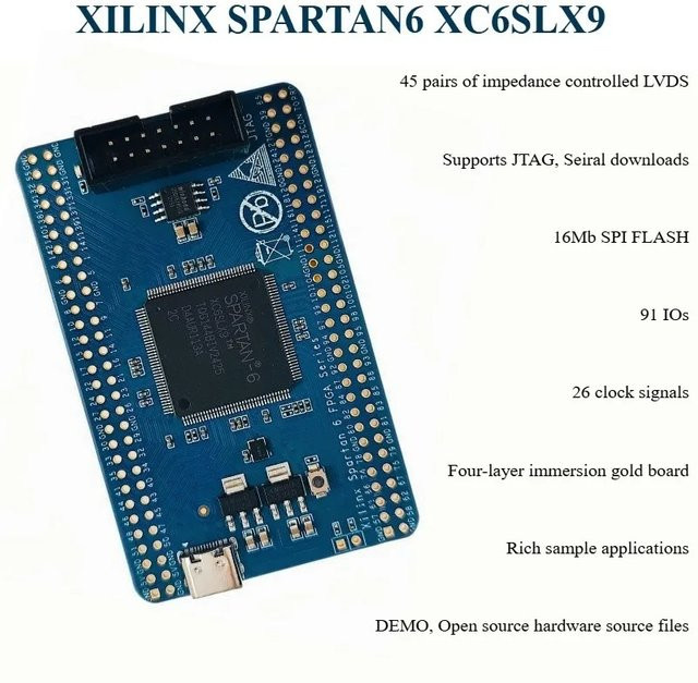 Xilinx Spartan 6 XC6SLX9-2TQG144 FPGA Core Board in Blau - Bild 1