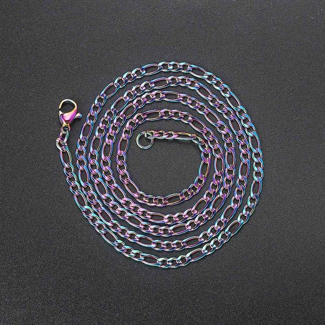 YULIN Halskette Regenbogen Cuban Link, 60cm, Unisex - Bild 1