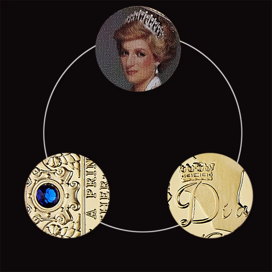 SMJY Gedenk-Token-Münze Britische Diana Princess Rose, Diamant - Bild 3