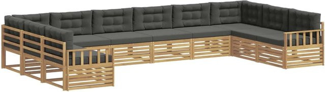 vidaXL Sofagarnitur aus Massivholz Akazie im modernen Latten-Design mit Armlehnen in Anthrazit, Weiß oder Grau - Bild 1