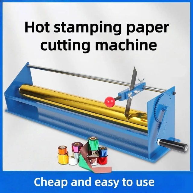 Manuelle Heißpräge-Papierschneidemaschine aus Metall für Aluminiumfolie und Goldpapier in Blau - Bild 1