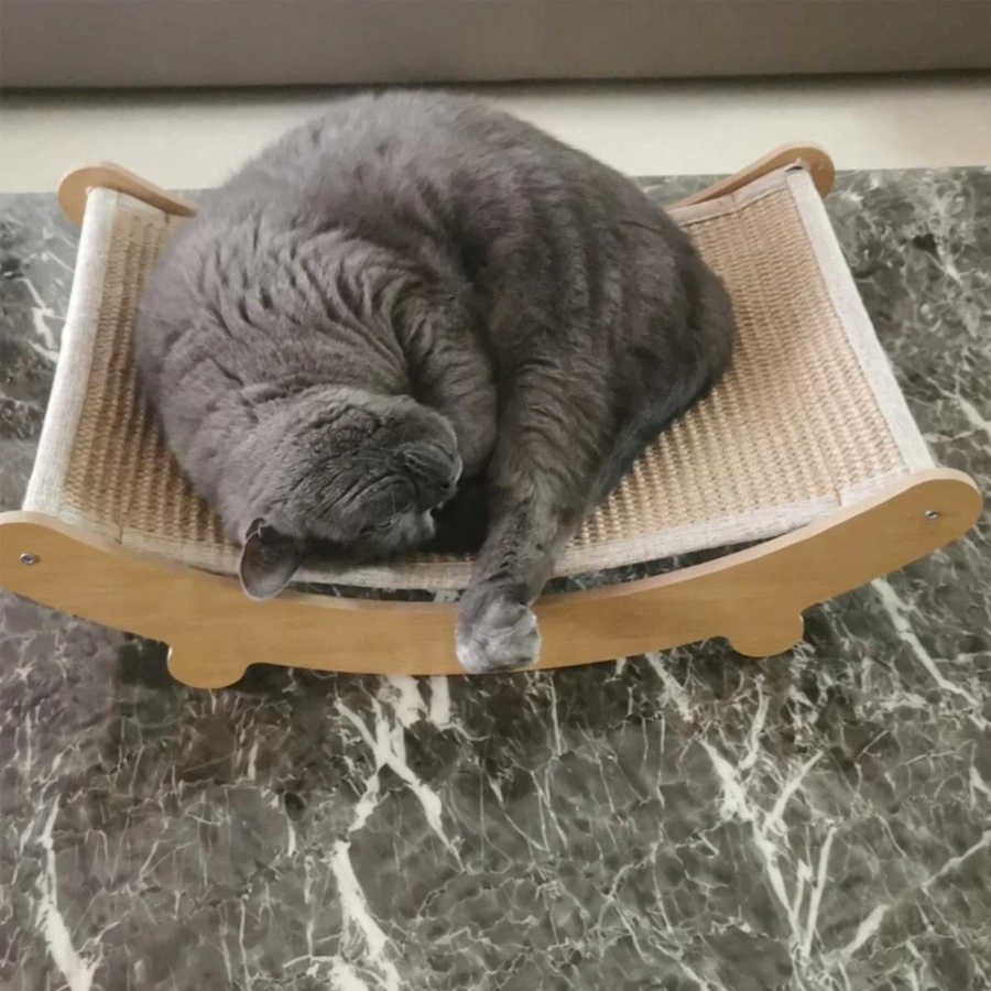 Yuyongzhi Multifunktionales Katzenkratzbrett aus Holz mit Sisal als Schlafbett und Kratzspielzeug - Bild 4