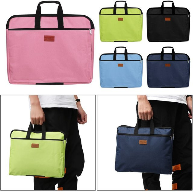 Wasserdichte Canvas Aktentasche im A4-Format als doppellagige Handtasche für Aktenordner in Schwarz und Multicolour - Bild 1