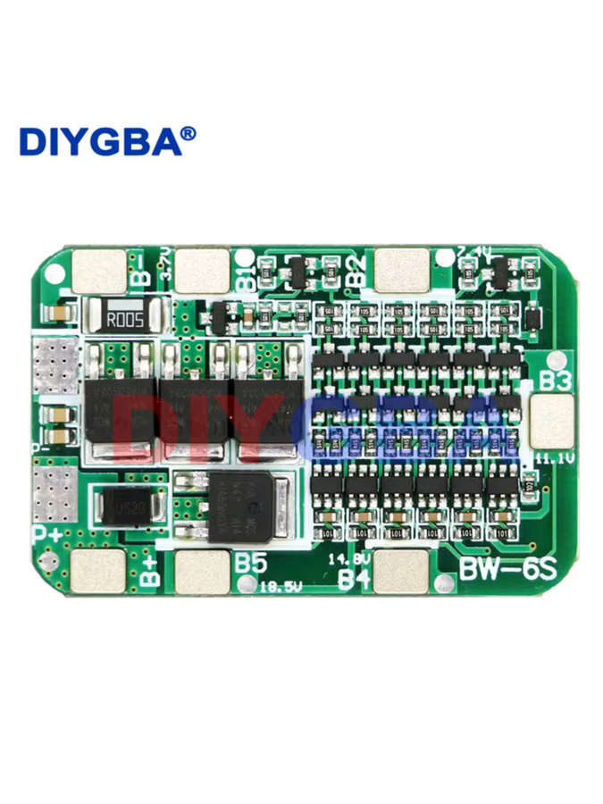 DNIGEF 6S 15A 24V PCB BMS Schutzplatine für 6er-Pack 18650 Li-Ionen-Lithium-Batteriezellenmodul in Grün - Bild 2