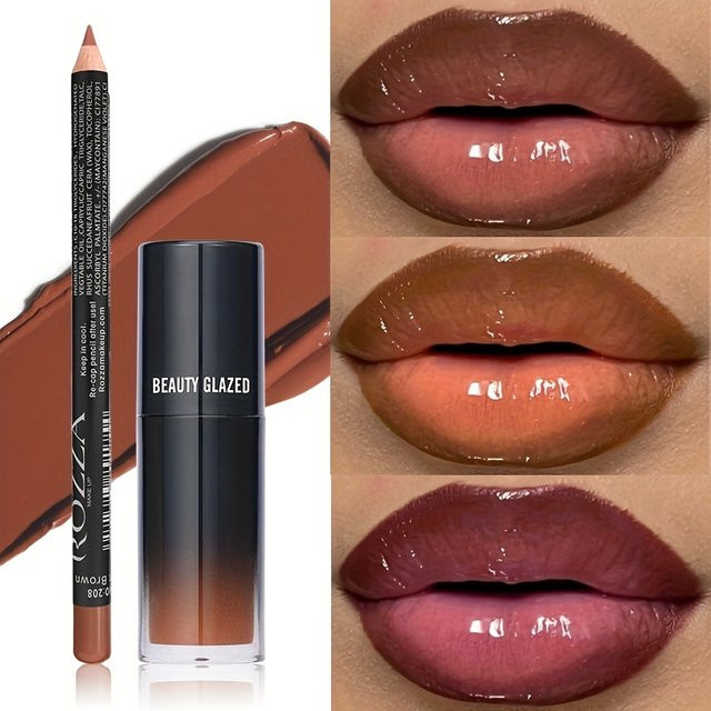 Beauty Glazed Lip Combo Set, Lip Liner und Lippenöl, glänzend - Bild 1