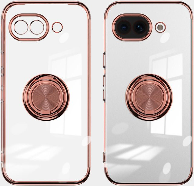 Transparente magnetische Ring-Ständer Hülle für Google Pixel 7 8 9 10 Pro XL, stoßfeste Schutzhülle mit galvanisiertem Ring-Halterung - Bild 1
