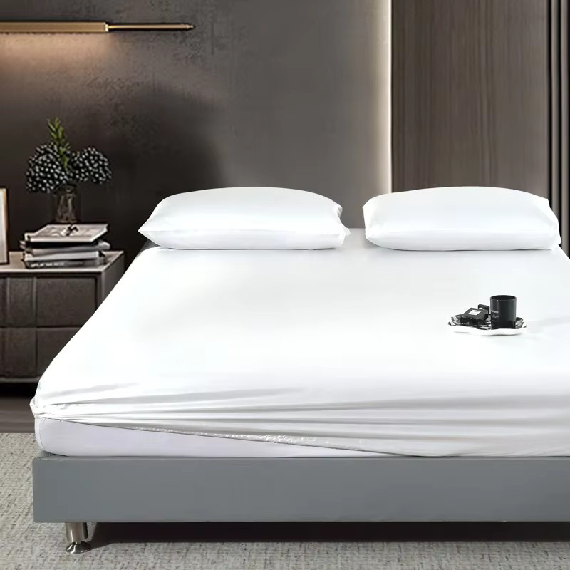 CHA YU PAI Spannbettlaken aus Mako-Satin in Weiß, B/T/H: 90 x 190 x 25 cm - Bild 1