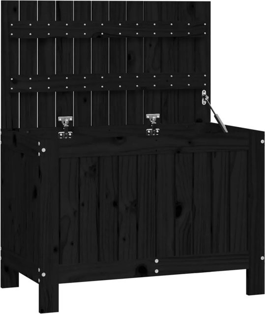 vidaXL Gartentruhe aus massivem Kiefernholz in Schwarz mit rustikaler Optik, B/T/H: 76 x 42,5 x 54 cm - Bild 1