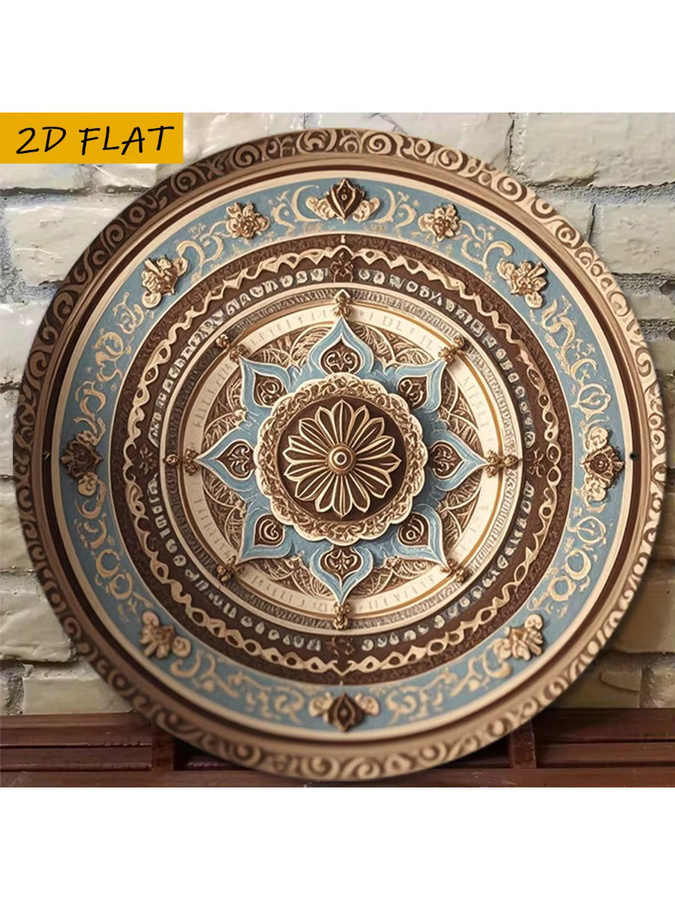 CIFBUY Avana Wanddekoration Mandala aus Metall in Türkis und Gold, runde Boho-Wandgestaltung, Durchmesser: 20,3 cm - Bild 5