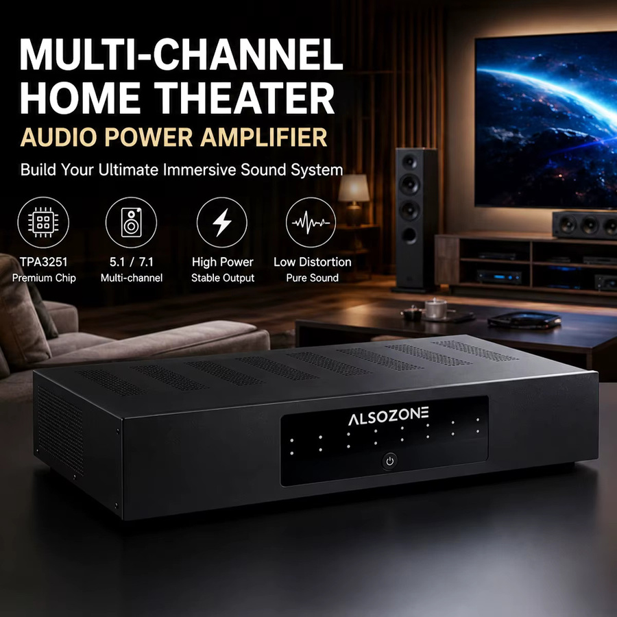 3eAudio PAM258 Mehrkanal-Leistungsverstärker 8-Kanal 250W pro Kanal TPA3255 PBTL GaN & PFFB THD 0,0003% bei 8Ω Schwarz - Bild 3