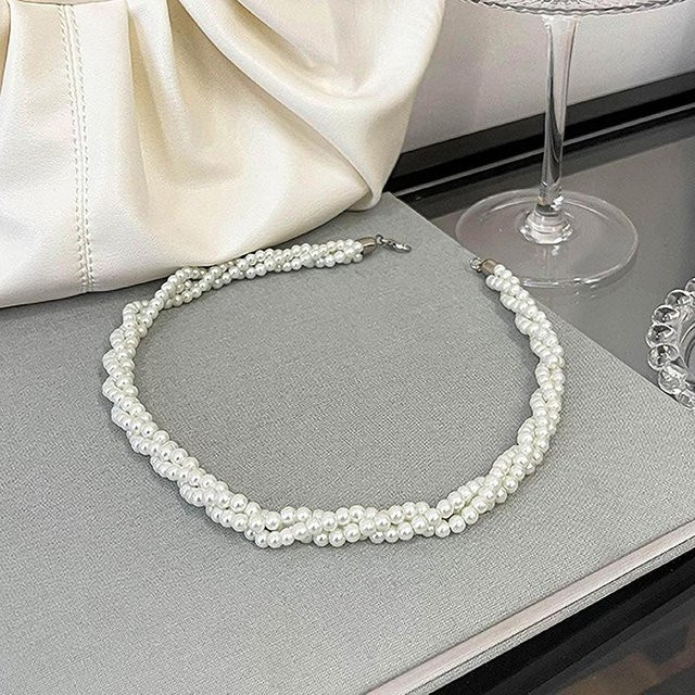 YIRAN Halskette, Perle, Choker, Damen, grau - Bild 1