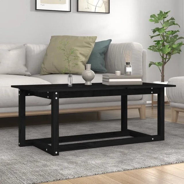 vidaXL Couchtisch aus massivem Kiefernholz in Schwarz, rustikaler Couchtisch für dein Wohnzimmer, B/T/H: 110 x 55 x 45 cm - Bild 1