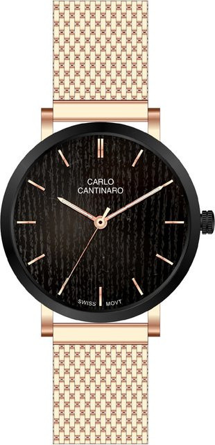 Carlo Cantinaro Herrenuhr, Quarz, Edelstahl, Schwarz, Roségold, 42 mm - Bild 1