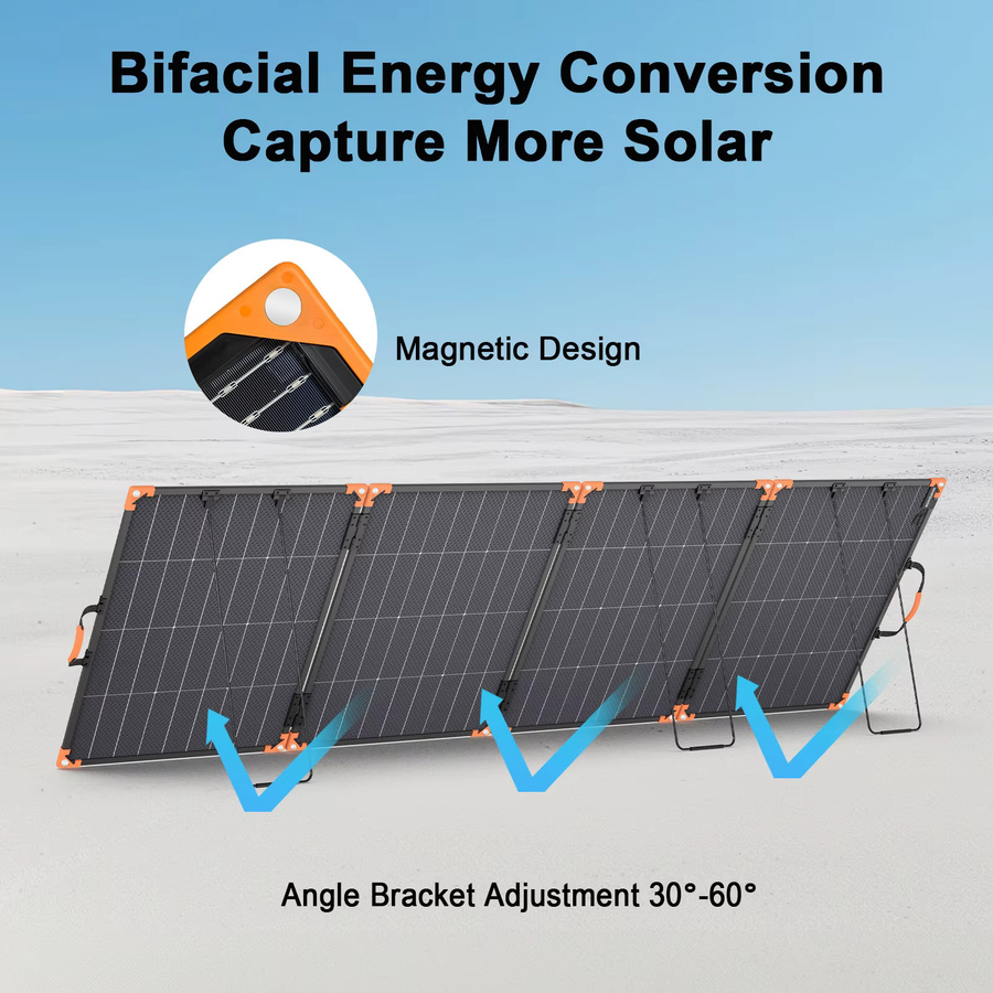 MHPOWOS Tragbares Solarpanel Faltbares Solarladegerät mit Ständer und Tragegriffen Wasserdicht für Generator - Bild 3