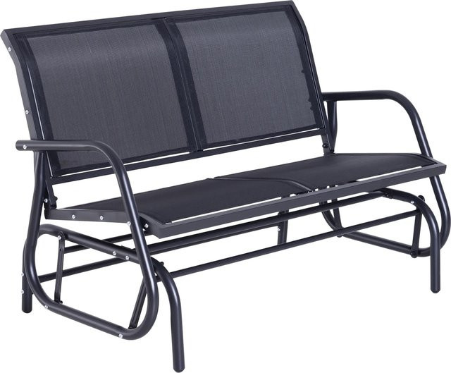 Outsunny 2-Sitzer Schaukelstuhl aus Metall in Schwarz mit Netzbezug, B/T/H: 120 x 70 x 85 cm - Bild 1