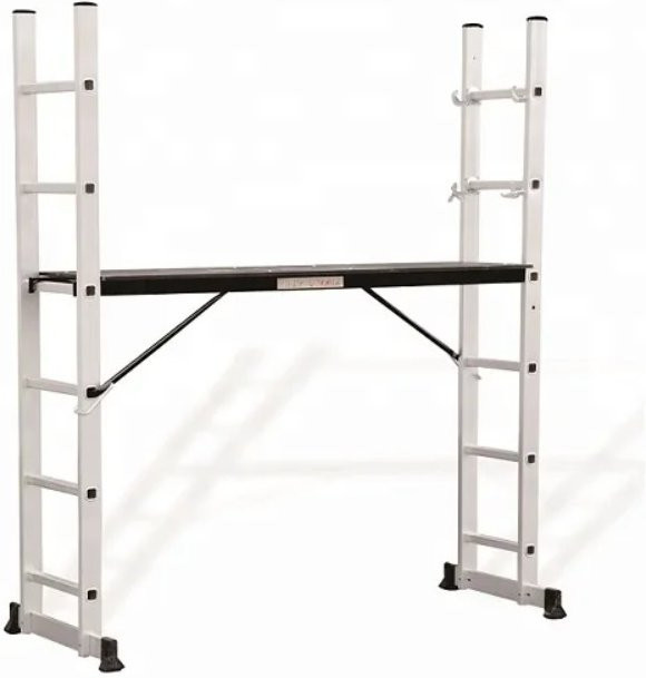 Mehrzweck-Leiterrahmen-Gerüst aus Aluminium in Silber - Bild 1