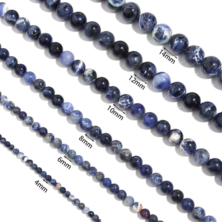 Sodalith Steinperlen, Blau, Rund, Unisex - Bild 2