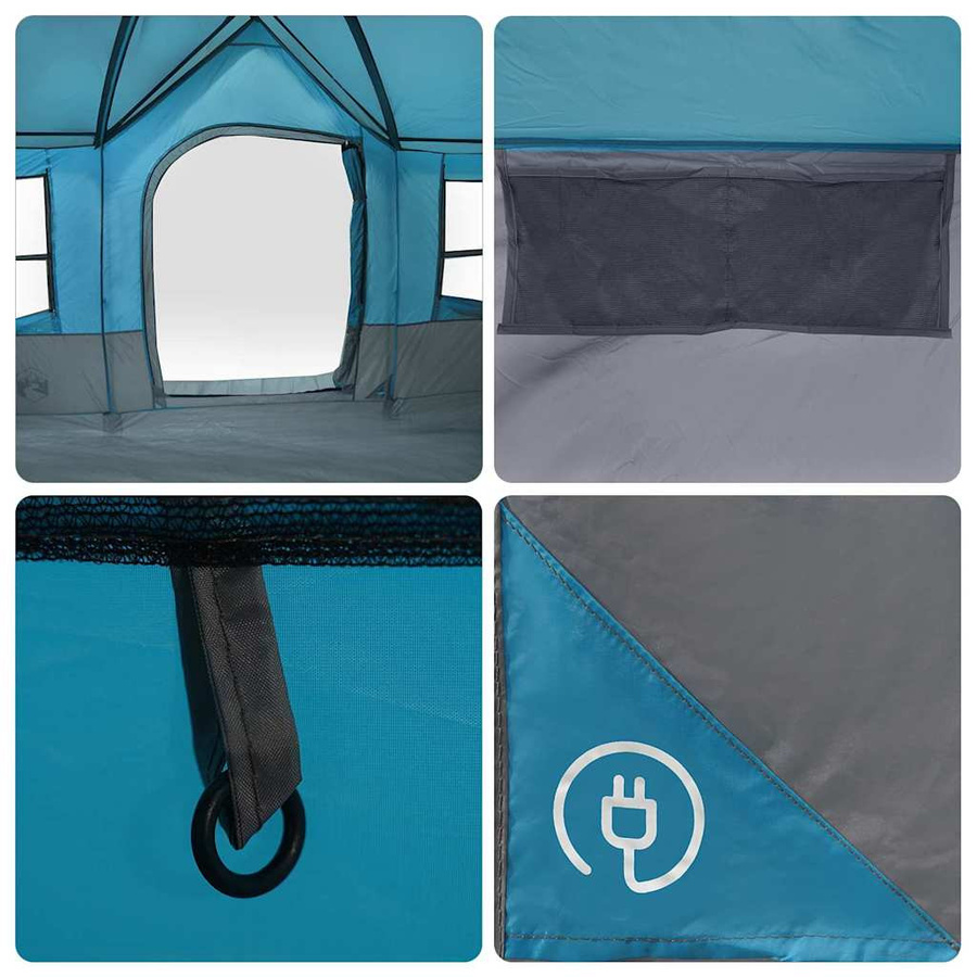 vidaXL Familienzelt mit Dach in Blau und Grau aus Polyester, B/T/H: 622 x 295 x 238 cm - Bild 3