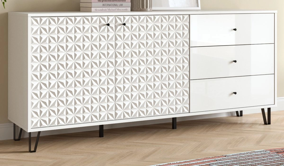 Sideboard Relief von Inn.Furn in Weiß Hochglanz, Breite: 169 cm - Bild 1