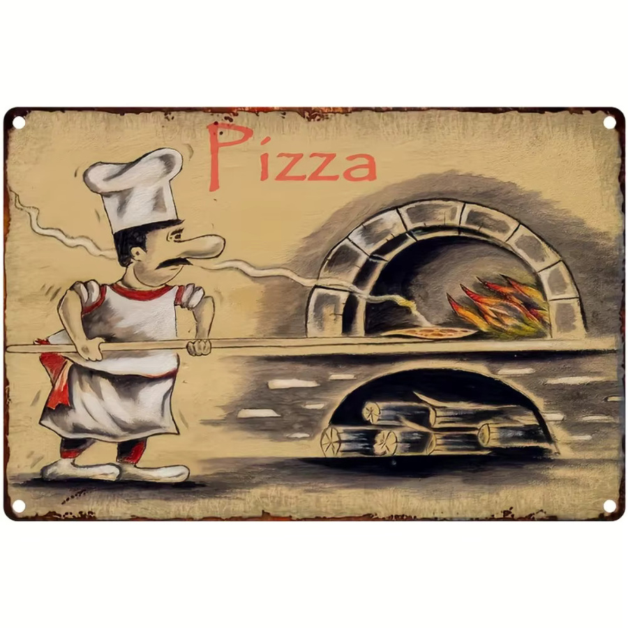 Vintage Pizza-Maker Wandkunst aus Metall von Hello Young im italienischen Stil mit Wandbehanghalterung, B/H: 30 x 20 cm - Bild 2