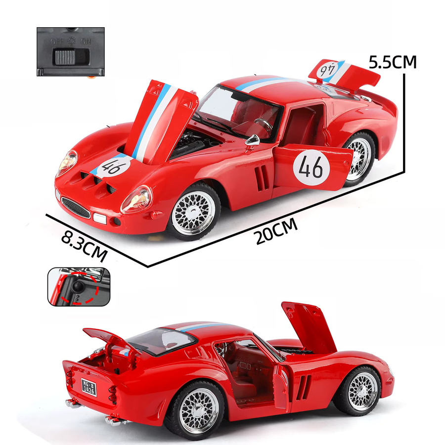 Bburago 250 GTO Supersportwagen, Legierungsmodell, 1:24, mit Licht und Sound - Bild 4