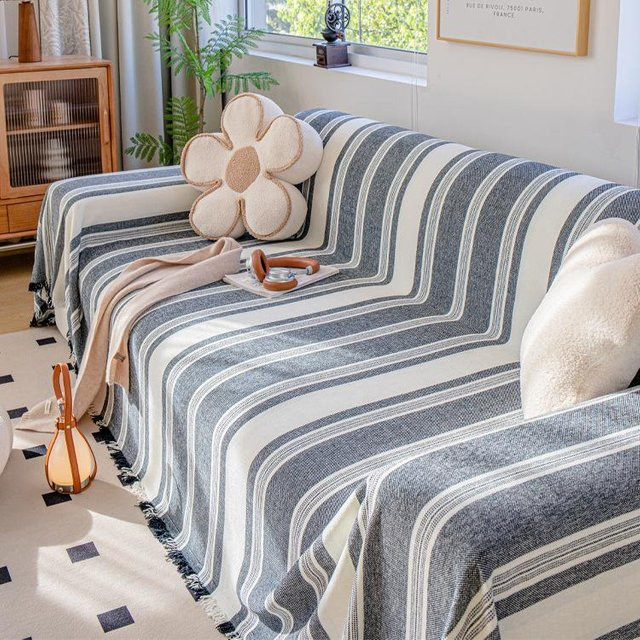 Chenille Sofa Überwurf Bezug in Blau, Fleckenabweisend und Rutschfest, B/B: 180 x 130 cm - Bild 1