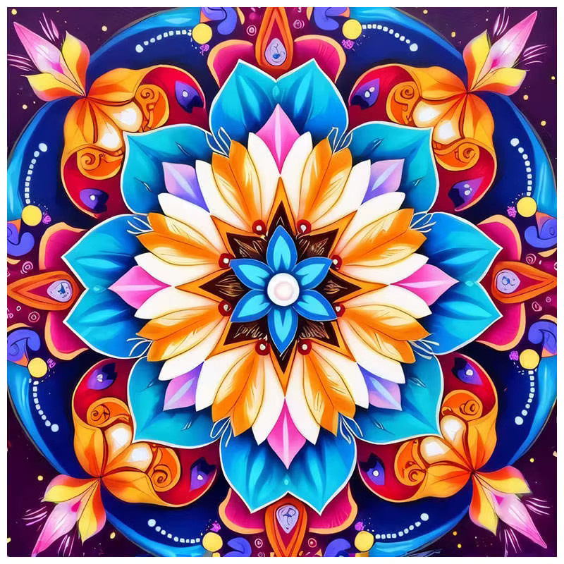 AZQSD 5D-Diamantgemälde Mandala-Design mit runden Strasssteinen in Multicolour, B/H: 30 x 20 cm - Bild 4
