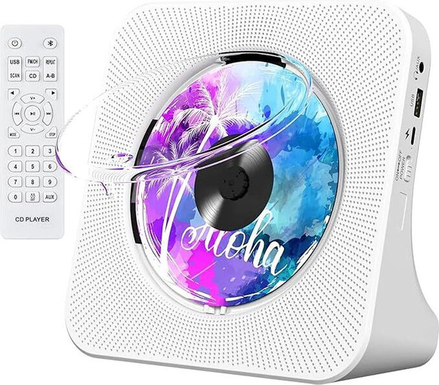 Bytelike Bluetooth-CD-Player mit 2 HIFI-Lautsprechern und LED-Anzeige in Weiß inklusive Fernbedienung - Bild 1