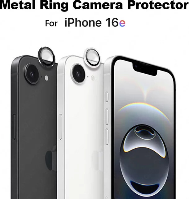 3D Kamera Schutz Glas für Apple iPhone 16e mit Metall Ring in Gold - Bild 1
