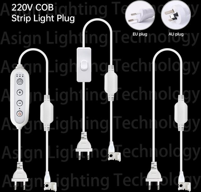 FastDeng Dimmer-Stecker mit 4-Tasten-Touch-Funktion für COB-LED-Streifenleuchten, EU-Netzstecker 220V, Weiß - Bild 1