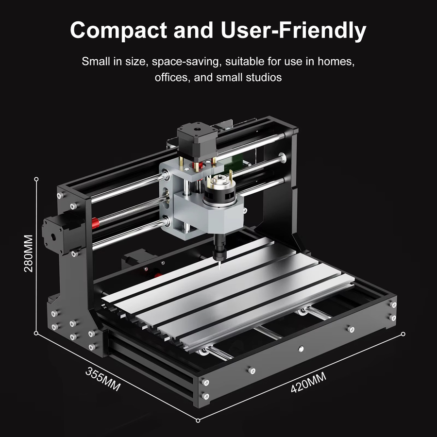 TWOTREES TTC3018 CNC-Fräser mit ER11 Spannfutter, 3-Achsen-Graviermaschine für Acryl, PCB und Holz, Schwarz, B/T/H: 42,0 x 35,5 x 28,0 cm - Bild 2