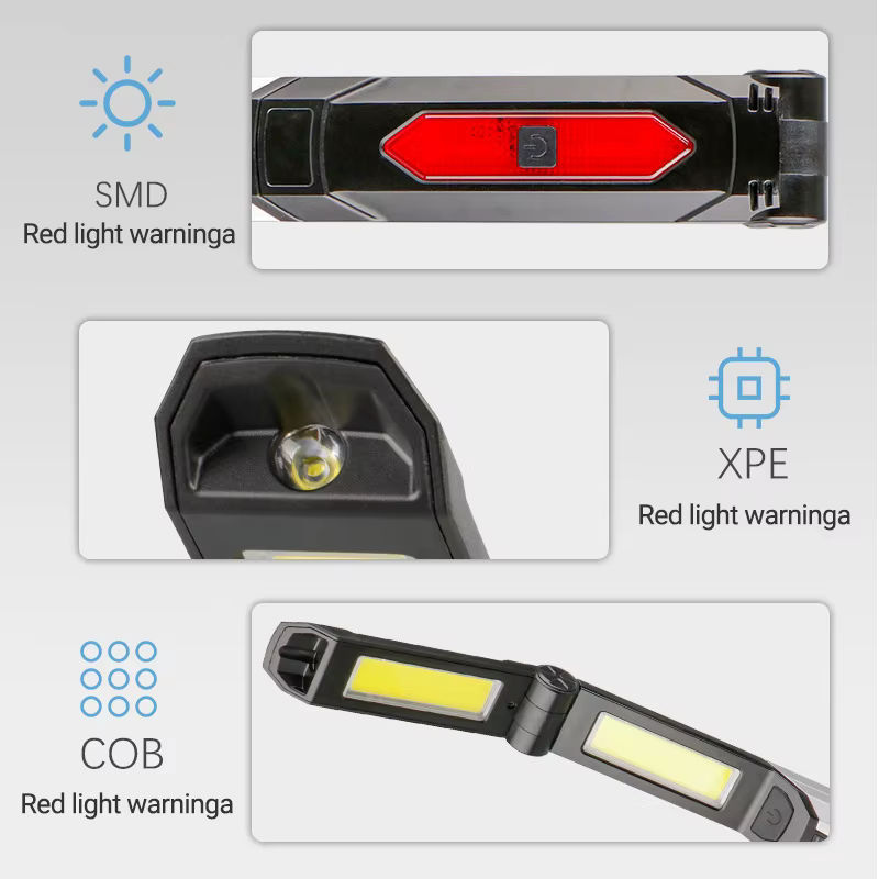 KDULIT Multifunktionale LED-Arbeitsleuchte in Schwarz mit Magnet und Haken, wiederaufladbare Taschenlampe für Outdoor, Camping und Notfälle - Bild 3