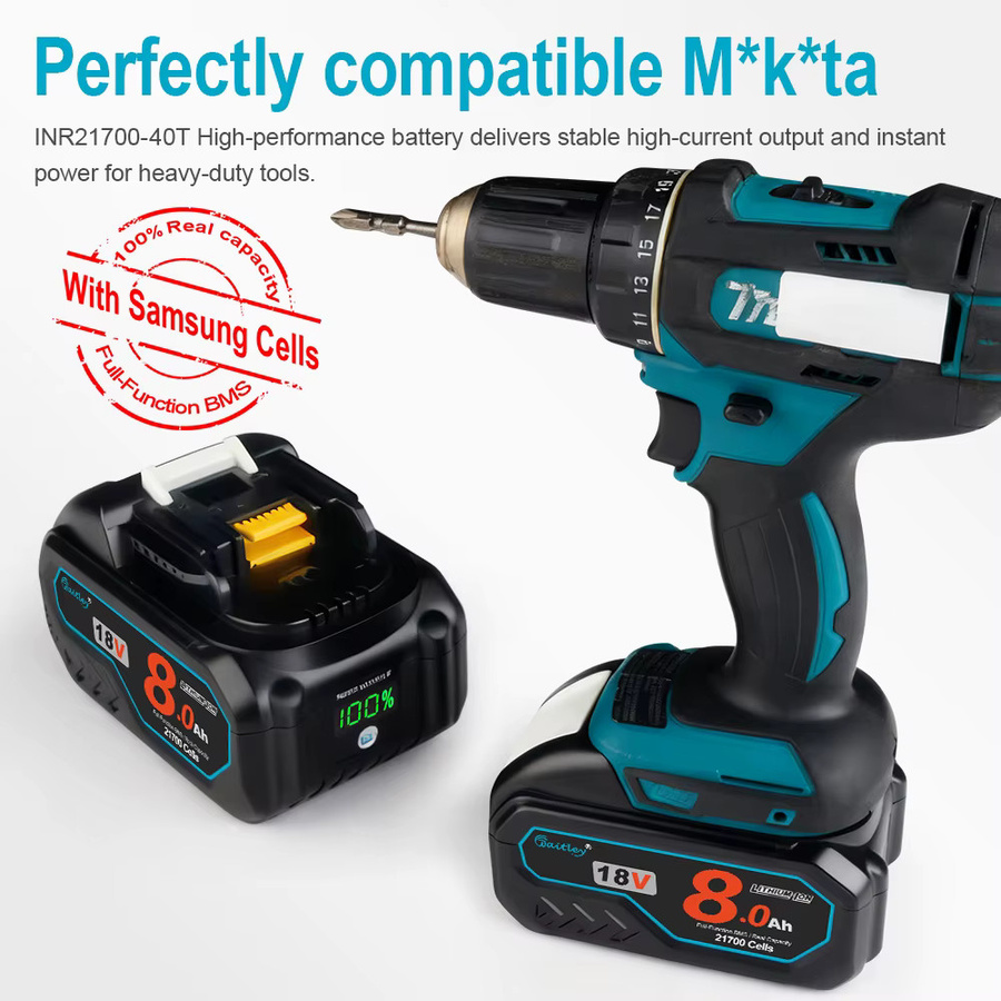 Waitley 21700-40T Akku für Makita 18V Elektrowerkzeuge mit Samsung INR-Zellen, 8000 mAh - Bild 3