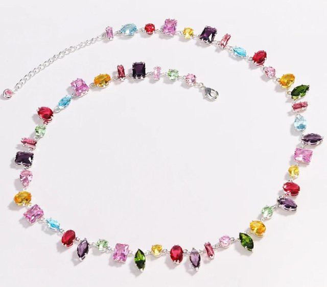 YUYAN Halskette, 18K Gold Plated, Bunt, Kristall, Zirkonia, Damen - Bild 1
