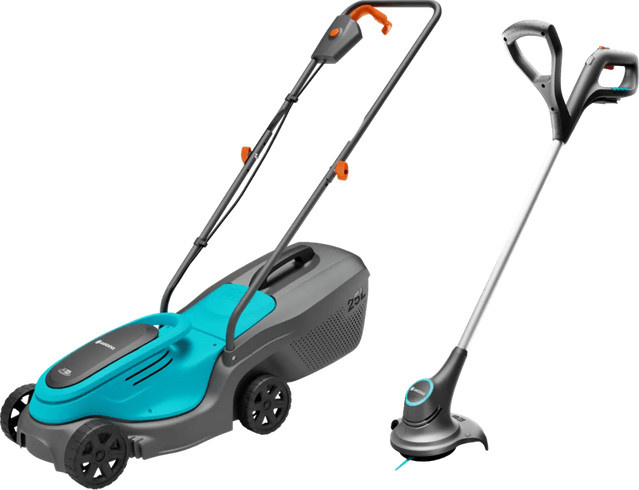 GARDENA PowerMax 30/18V P4A Solo Rasenmäher und SmallCut 23/18V P4A Solo Trimmer Set in Türkis (ohne Akku) - Bild 1