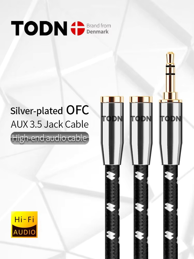 TODN HIFI 6N OFC 3,5mm AUX-Kabel Y-Splitter Vergoldet Schwarz mit 1 Stecker auf 2 Buchsen für Computer und Verstärker - Bild 6