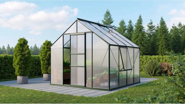 Vitavia Gewächshaus Meridian 1 Smaragd mit Polycarbonat-Platten, Einfachschiebetür, Dachfenster, Seitenfenster und Regenrinnen, B/T/H: 670 x 254 x 254 cm - Bild 1