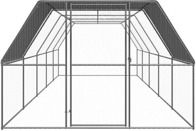 vidaXL Außenvoliere für Hühner aus verzinktem Stahl in Silber, B/T/H: 10 x 3 x 2 m - Bild 1