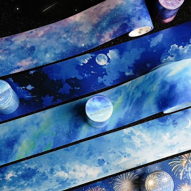Mr. Paper Night Isle Starlight Washi Tape in Multicolour, 200 cm glitzernde PET-Rolle für kreative DIY-Dekorationen - Bild 1