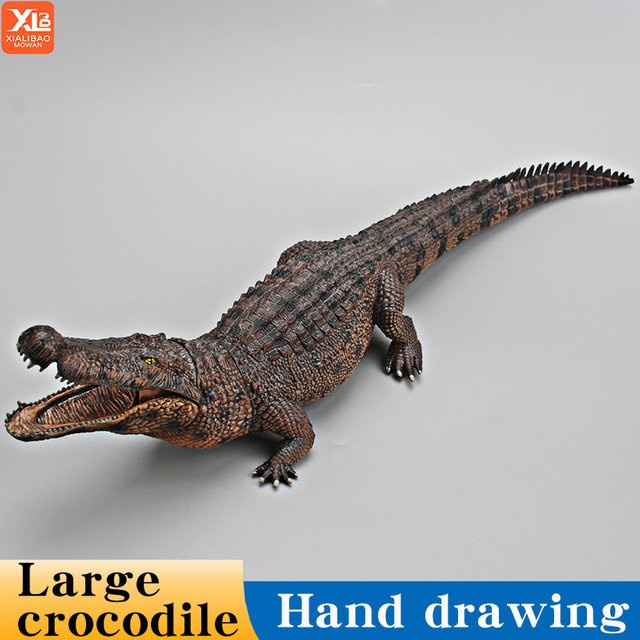 XIALIBAOMOWAN Krokodil-Actionfigur, Wildtiermodell, Braun, Kunststoff - Bild 1