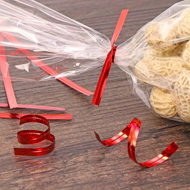 Rote Metall-Kabelbinder zum Verschließen von Plastiktüten und Lebensmittelverpackungen - Bild 1