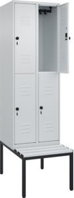 C+P Doppelstock-Spind Classic PLUS Sitzbank mit 2 Abteilen, Kunststoff-Sitzfläche, B/T/H: 212,0 x 60,0 x 81,5 cm, Grau/Schwarz - Bild 1