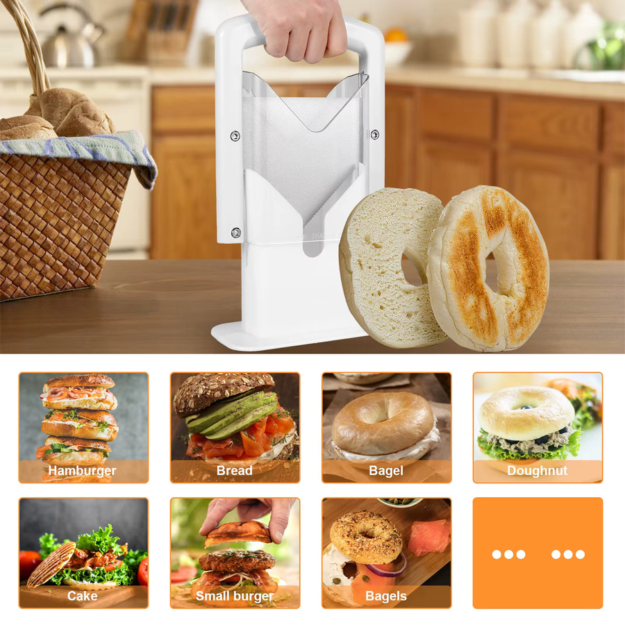Willstar Bagel Cutter Slicer aus Edelstahl mit Sicherheitsgriff in Weiß, B/T/H: 22,0 x 18,0 cm - Bild 4