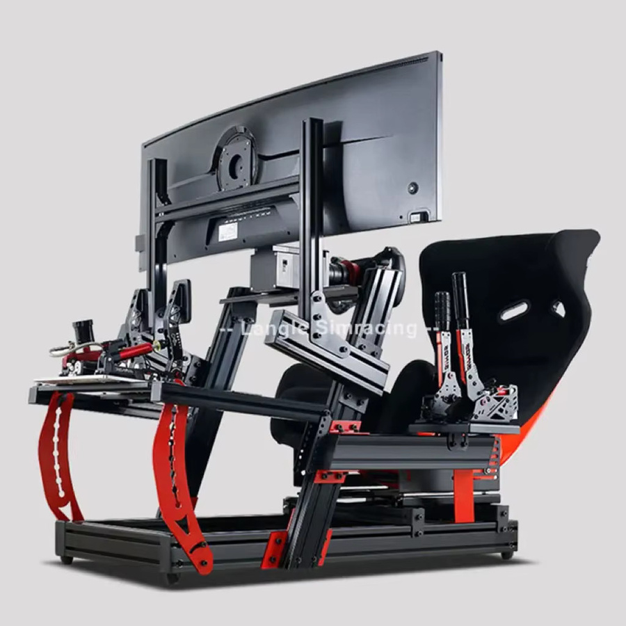 BMAD Sim-Racing-Rig Lenkrad-Fahrsitzhalterung mit Pedalen aus Allanum-Legierungsprofil in Schwarz - Bild 3