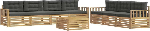 vidaXL Outdoor-Sofagarnitur in U-Form aus Akazienholz mit Polstern, 8-teiliges Set in Anthrazit und Weiß, B/T/H: 79 x 79 x 37 cm - Bild 1
