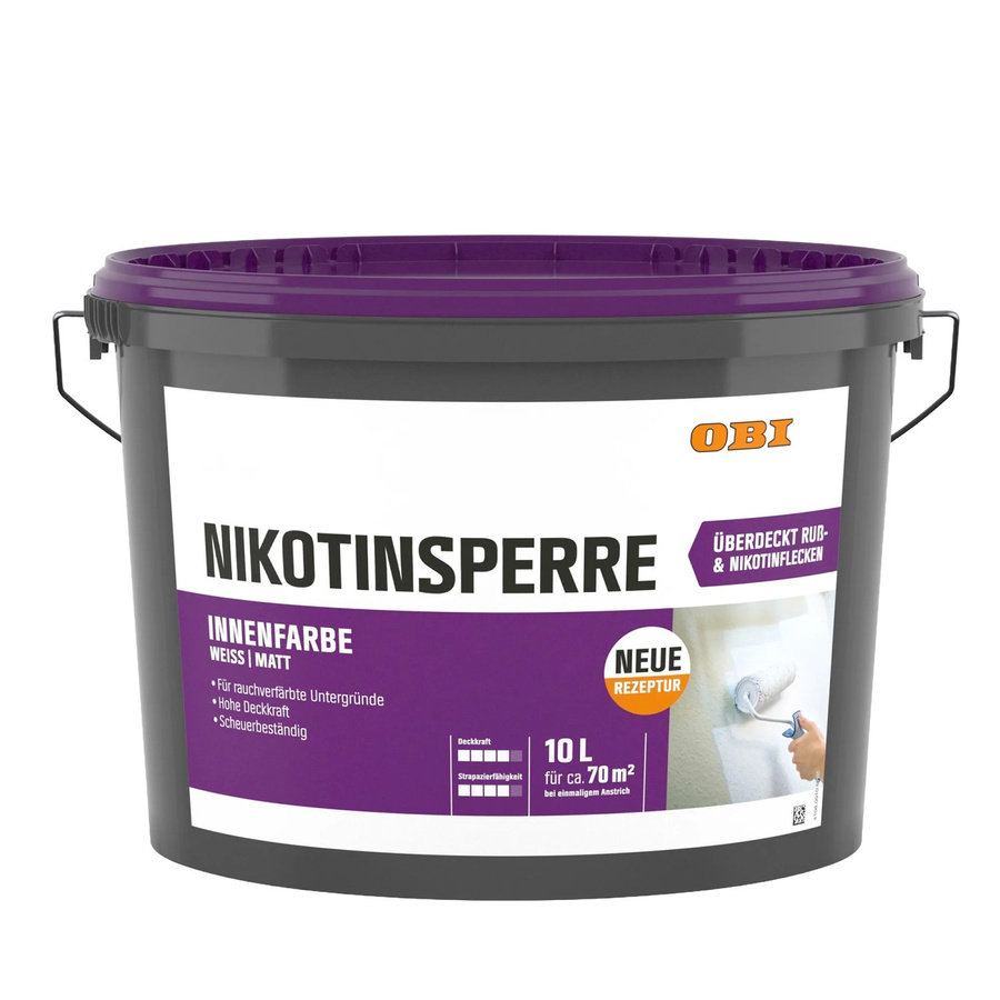 OBI Wandfarbe Nikotinsperre Weiß Matt 10 l - Bild 2
