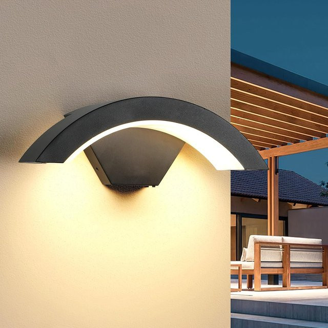 Wasserdichte Außenwandleuchte aus Aluminium in Schwarz für Garten und Fassade, Up-and-Down-Design, Netzbetrieb - Bild 1